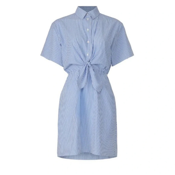 Thakoon- 100% cotton Blue Striped Tie Dress Size 10 - Picture 2 of 10